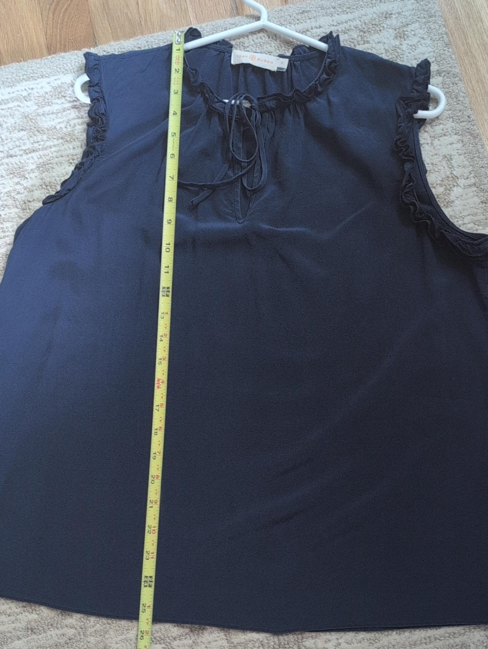 Tory Burch Navy Ruffle Blouse - Picture 8 of 9